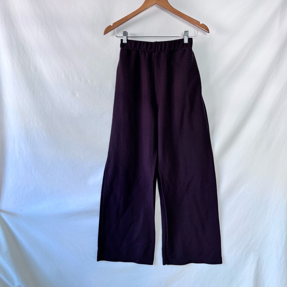 Zara Brown Wide Leg Pants Elastic Waist Pockets Pull On Size Small - Picture 3 of 11
